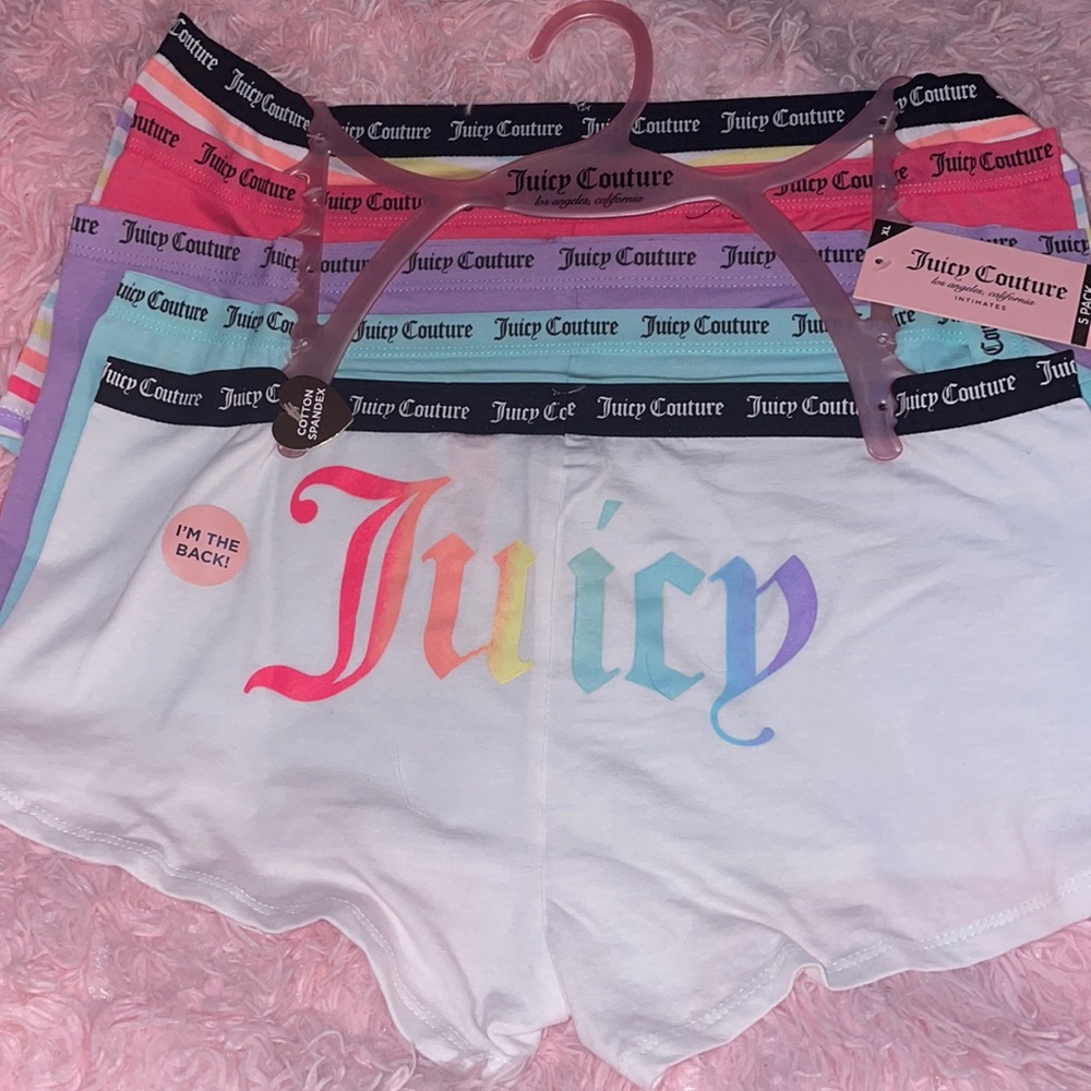 Juicy Couture 5 pair of vibrant color boy shorts - Picture 1 of 9